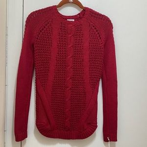 NWT TAHARI Girls Red Glitter Long Sleeve Cable Knit Tunic Sweater - L (13/14)